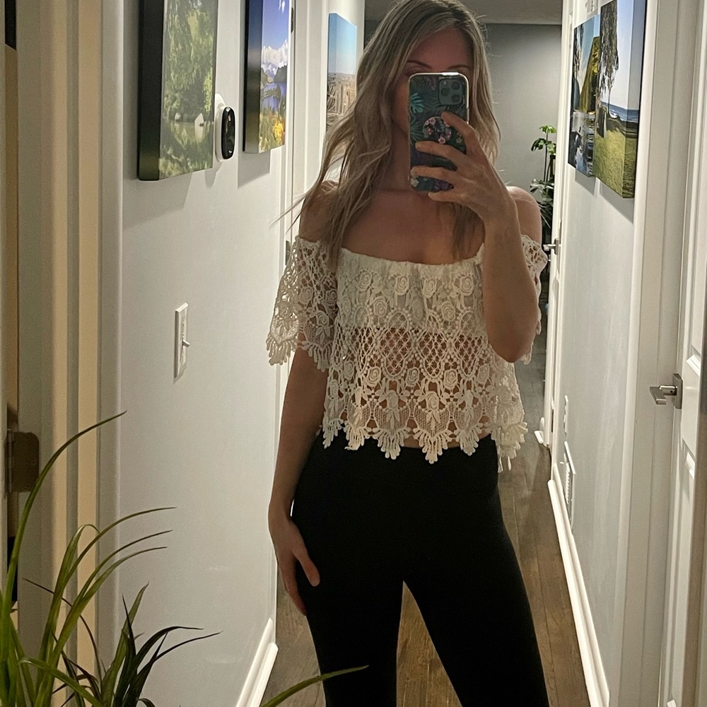 Rose lace crop top